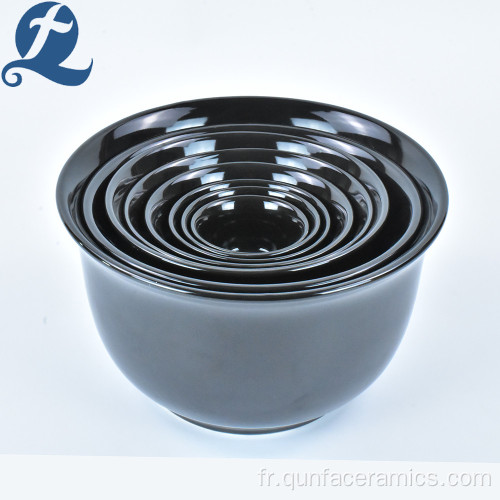 Ensemble de bol à soupe noir en céramique personnalisé en grès personnalisé